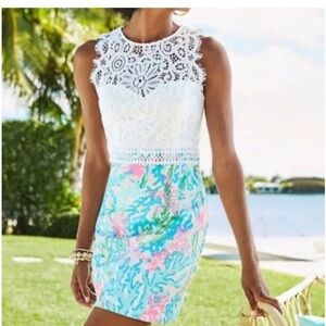 Lilly Pulitzer Sharice Stretch Shift Coral Bay Dress